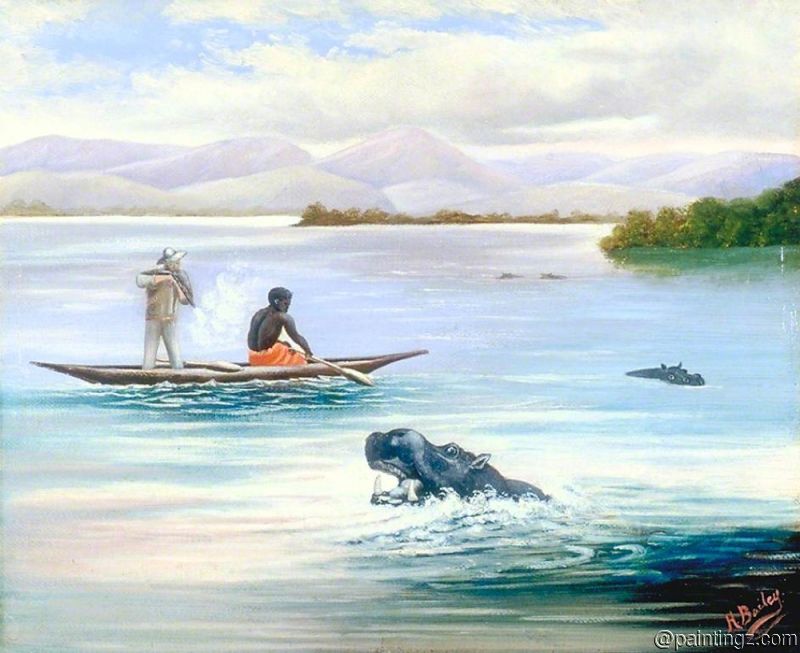 Hippopotamus Shooting, Stanley Pool by Henry Bailey Reproduction