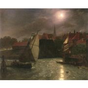 Boats on a Canal, Moonlight