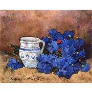 Still Life with Blue Flowers and Pitcher