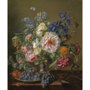 Still life with peonies, roses, tulips and ranunculus