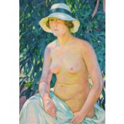 Nude in Panama Hat, Facing Front