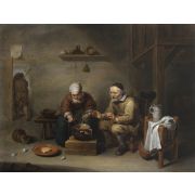 An Old Couple in a Rustic Interior