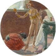 Chrysis at Her Toilet, Holding a Polished Bronze Mirror