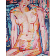 Female Nude on a Blue Chair