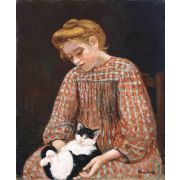 Girl with Cat on Her Knees