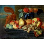 Still Life with Varied Fruit and a Squirrel