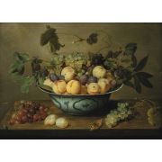 Still Life with Peaches, Prunes and Grapes in a Wanli 