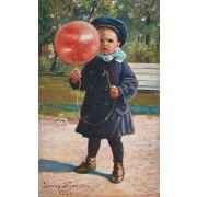 A boy with red balloon