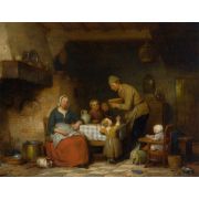 A Peasant Family Gathered Around the Kitchen Table