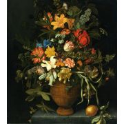 A Floral Still Life with Yellow and White Lilies, an Iris, a Sunflower, a Narcissus, etc.