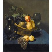 Still Life with Apples and Grapes in a Wicker Basket