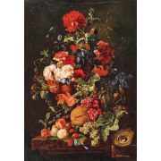 Floral Still Life with Fruit and Bird