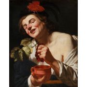 A Bacchic Young Man Squeezing Grapes into a Cup