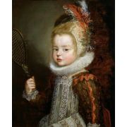 A Portrait of a Child Holding a Racket