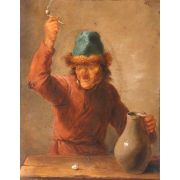 A Boor Holding a Jug and Brandishing a Pipe