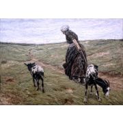 A Woman and Her Goats in the Dunes