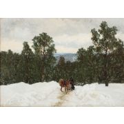 A Horse-Drawn Sleigh in a Winter Landscape