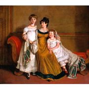 Portrait of a Woman with Two Children in a Domestic Interior
