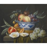 Still-life of Fruit in a Bowl with Oysters and Grapes
