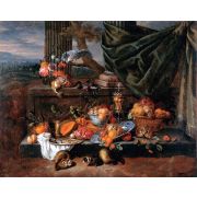 Still Life with Fruit, a Parrot and Polecat Ferrets