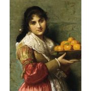 A Young Italian Beauty with a Plate of Oranges
