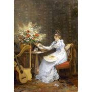 Young Woman Painting a Fan