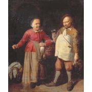 A peasant couple in a kitchen interior
