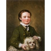 A Boy Holding a White Poodle