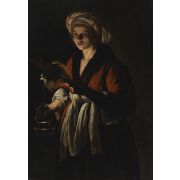 A Young Woman Holding a Distaff before a Lit Candle