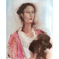 Girl Holding a Dog Portrait