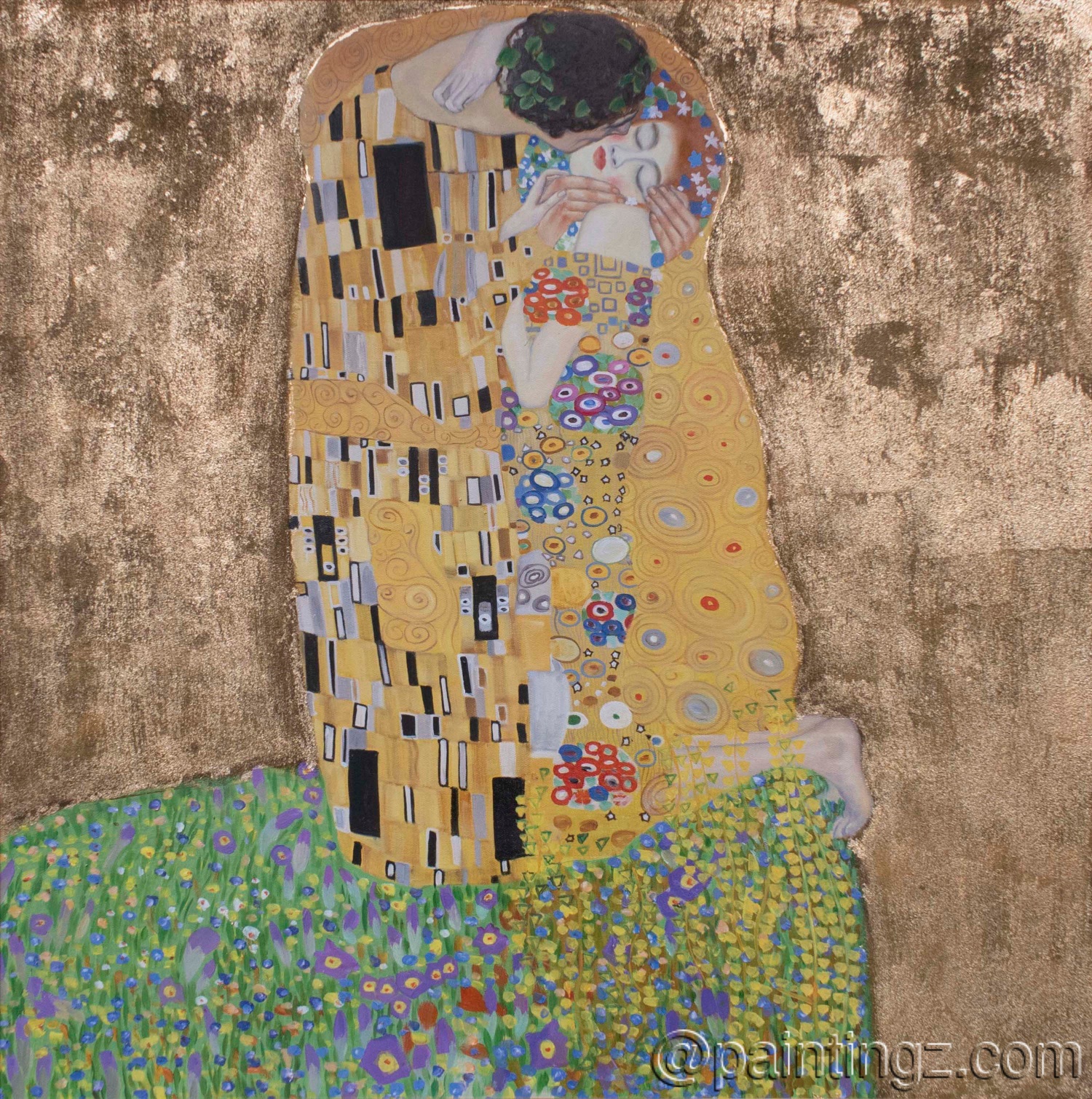 A Reproduction of Klimt's The Kiss, with Gold Leaf