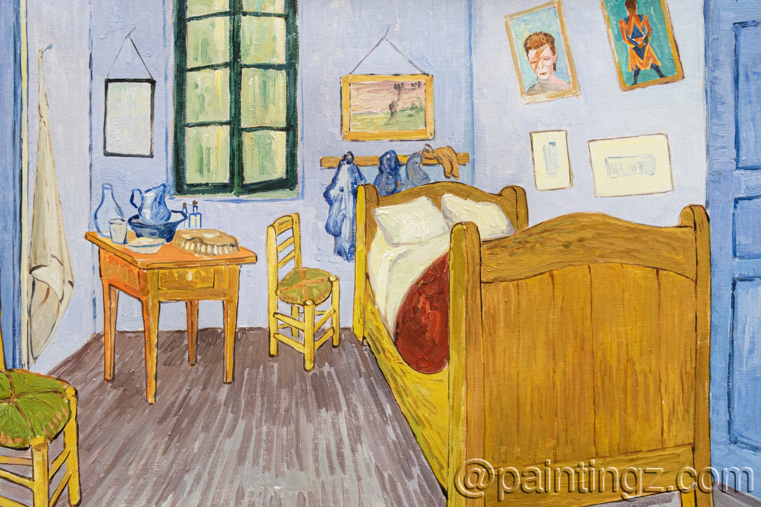 Close-up in the Reproduction Painting of Vincent's Bedroom in Arles