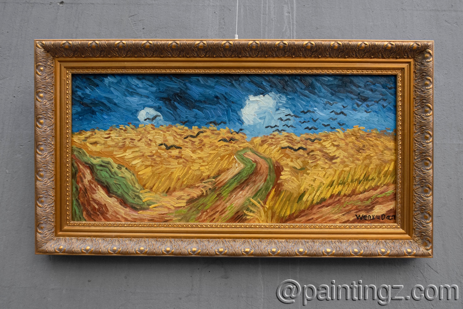 Framed Reproduction of Wheatfield with Crows