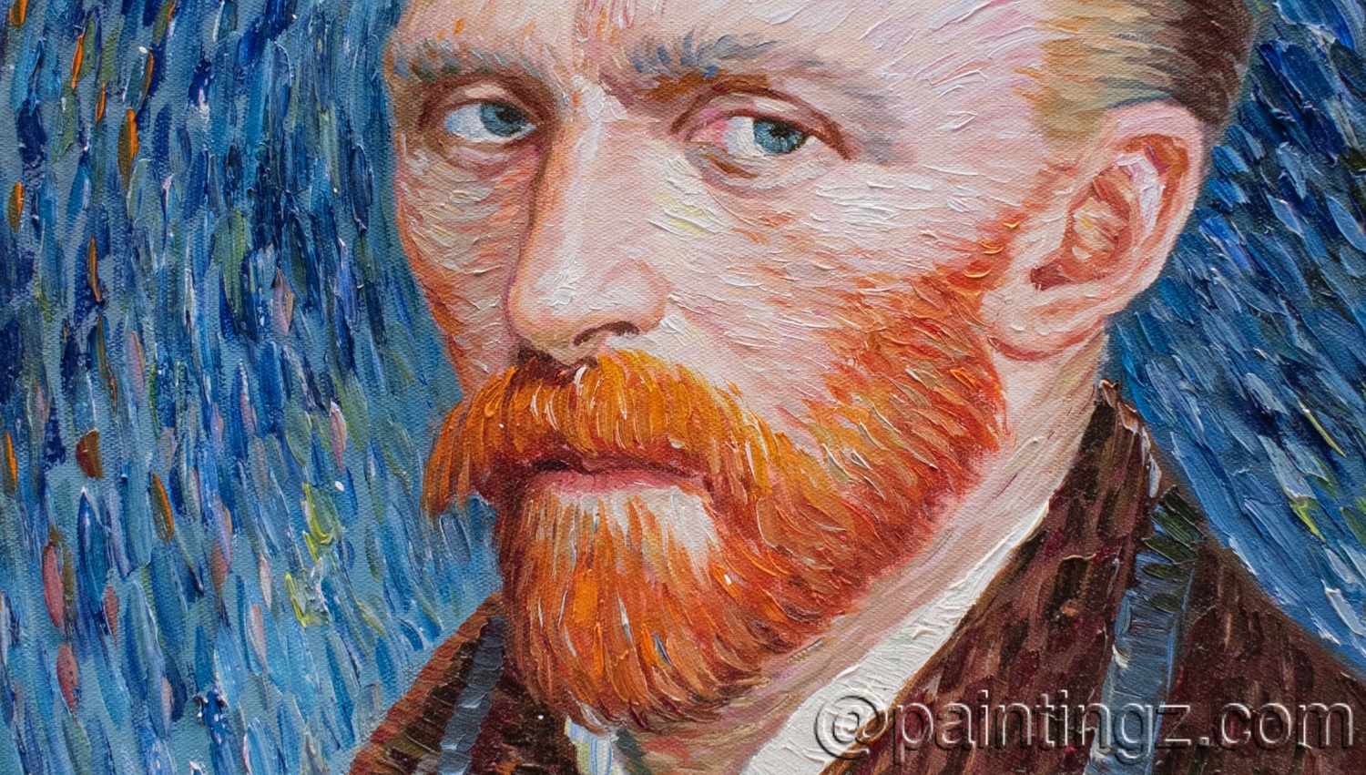 Brushstrokes in A Reproduction of Van Gogh's Self-Portrait